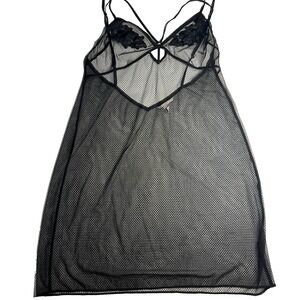 Victorias Secret Lace Chemise Nightie Short Black XL‎ Stretch Romance Love Sexy